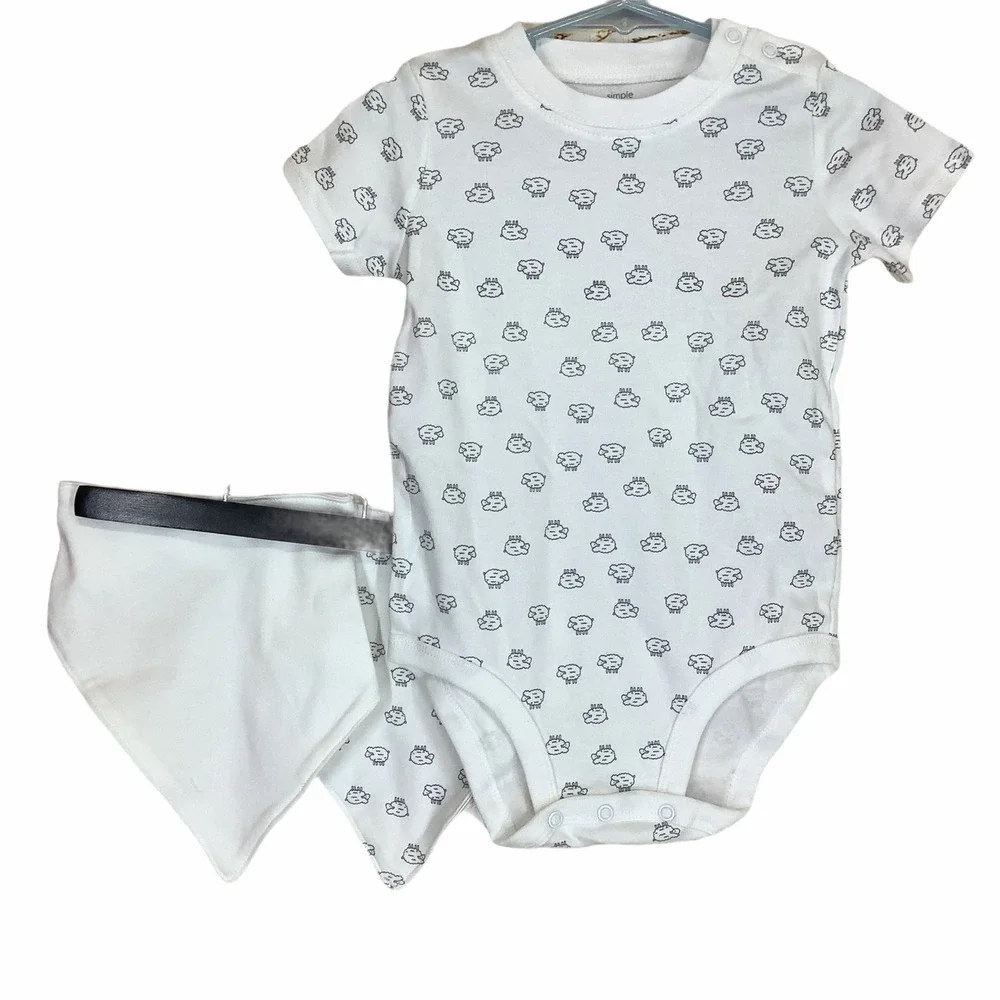 Carter’s Simple Joy White Lamb Bodysuit & Bib 24 M
